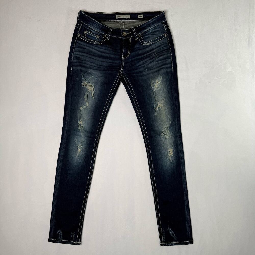 Buckle BKE Sabrina Distressed Stretch Medium Wash Jeans Size 28R   Style# ABK253 - Picture 4 of 15
